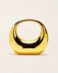 Minerva Acrylic Clutch Bag Sculpted Handle Rounded Shape Gold