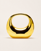Minerva Acrylic Clutch Bag Sculpted Handle Rounded Shape Gold