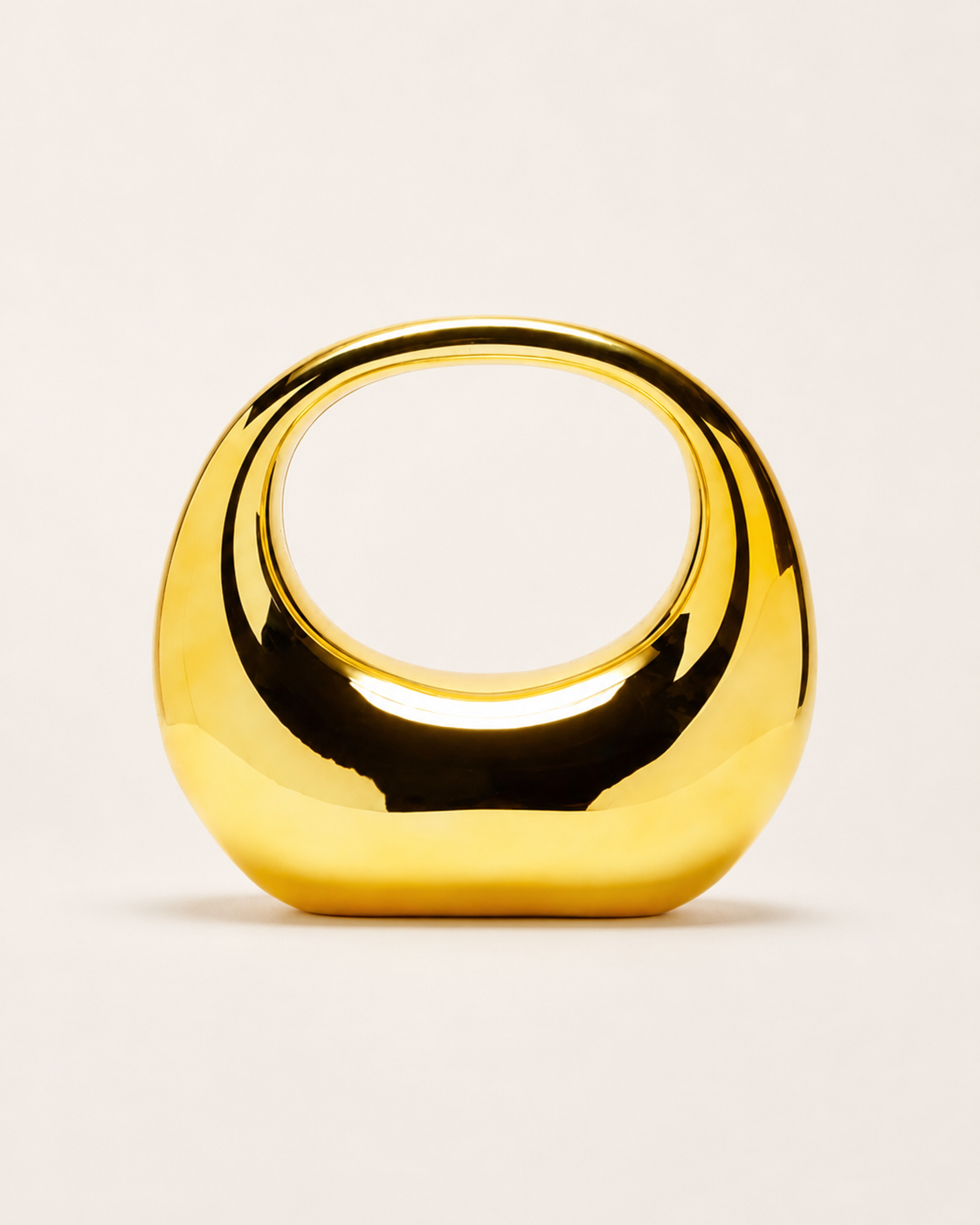 Minerva Acrylic Clutch Bag Sculpted Handle Rounded Shape Gold