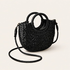 Mirelle Woven Beach Bag Round Handles Detachable Crossbody Strap Beige