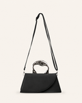 Odilia Structured Mini Tote Bag Trapezoid Shape Metal Handle White