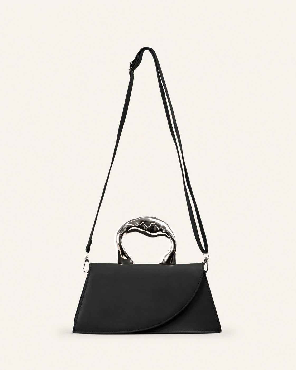 Odilia Structured Mini Tote Bag Trapezoid Shape Metal Handle White