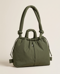 Ondine Puffer Tote Bag Quilted Texture Padded Handles Green