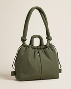 Ondine Puffer Tote Bag Quilted Texture Padded Handles Green