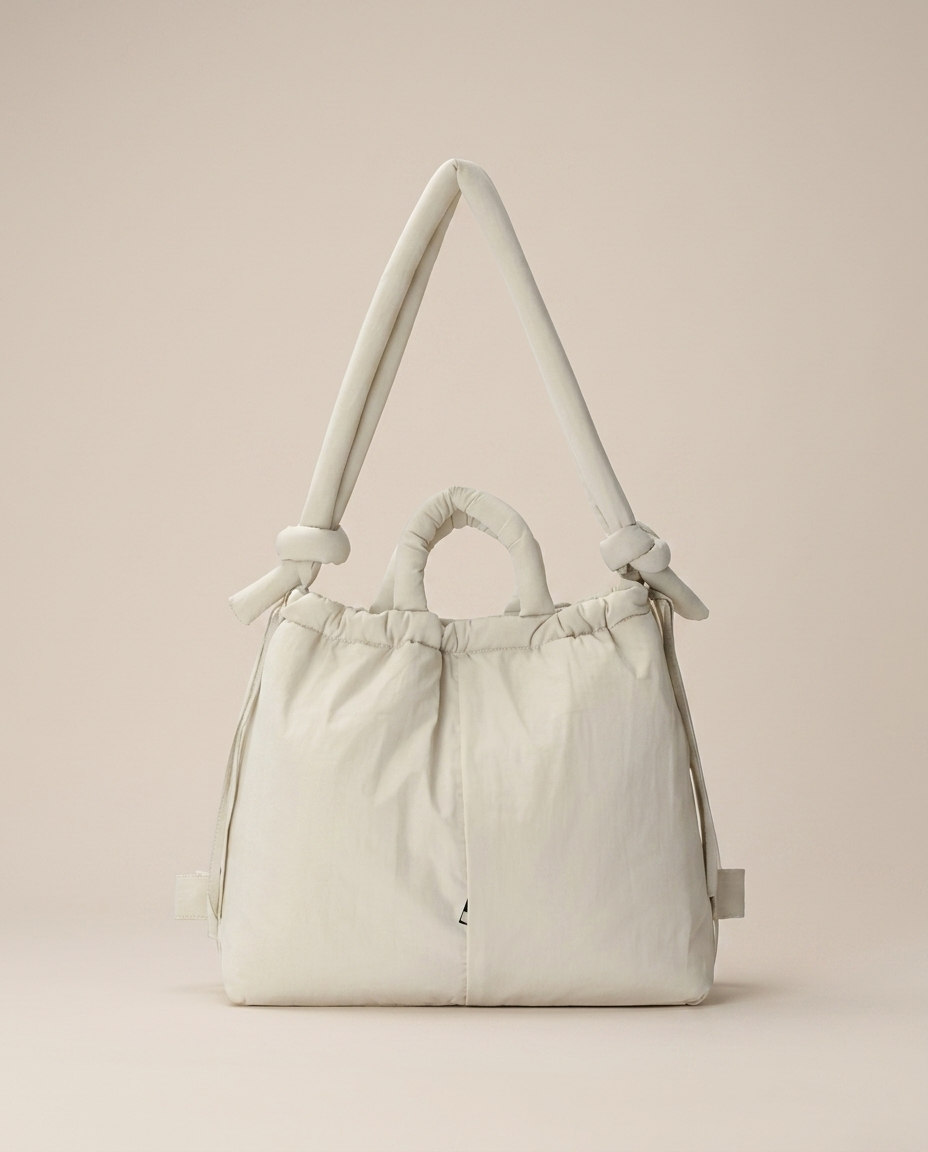 Ondine Puffer Tote Bag Quilted Texture Padded Handles Green