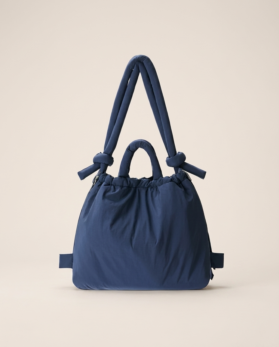 Ondine Puffer Tote Bag Quilted Texture Padded Handles Green