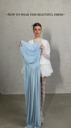 Catherine Asymmetrical Pleated Maxi Dress Crew Neck Sleeveless Mesh Detail White