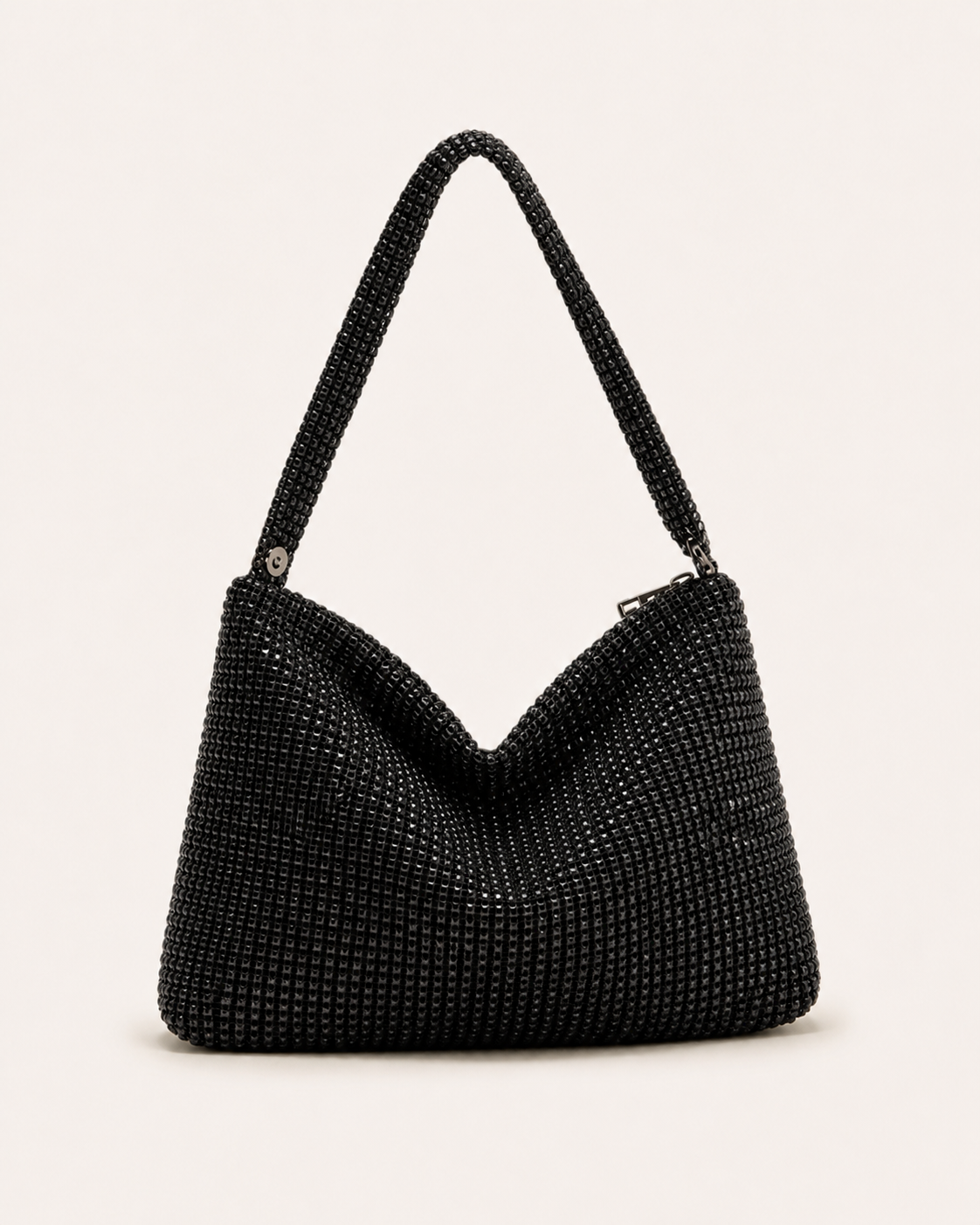 Tavira Rhinestone Shoulder Bag Structured Shape Zip Closure Gold