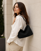 Tavira Rhinestone Shoulder Bag Structured Shape Zip Closure Gold