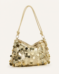 Ysella Sequin Shoulder Bag Ruched Shape Short Top Handle Gold